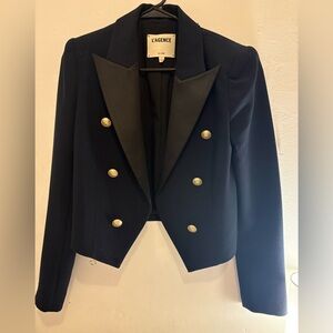 L'AGENCE Women's Dark Blue Blazer with Gold Buttons